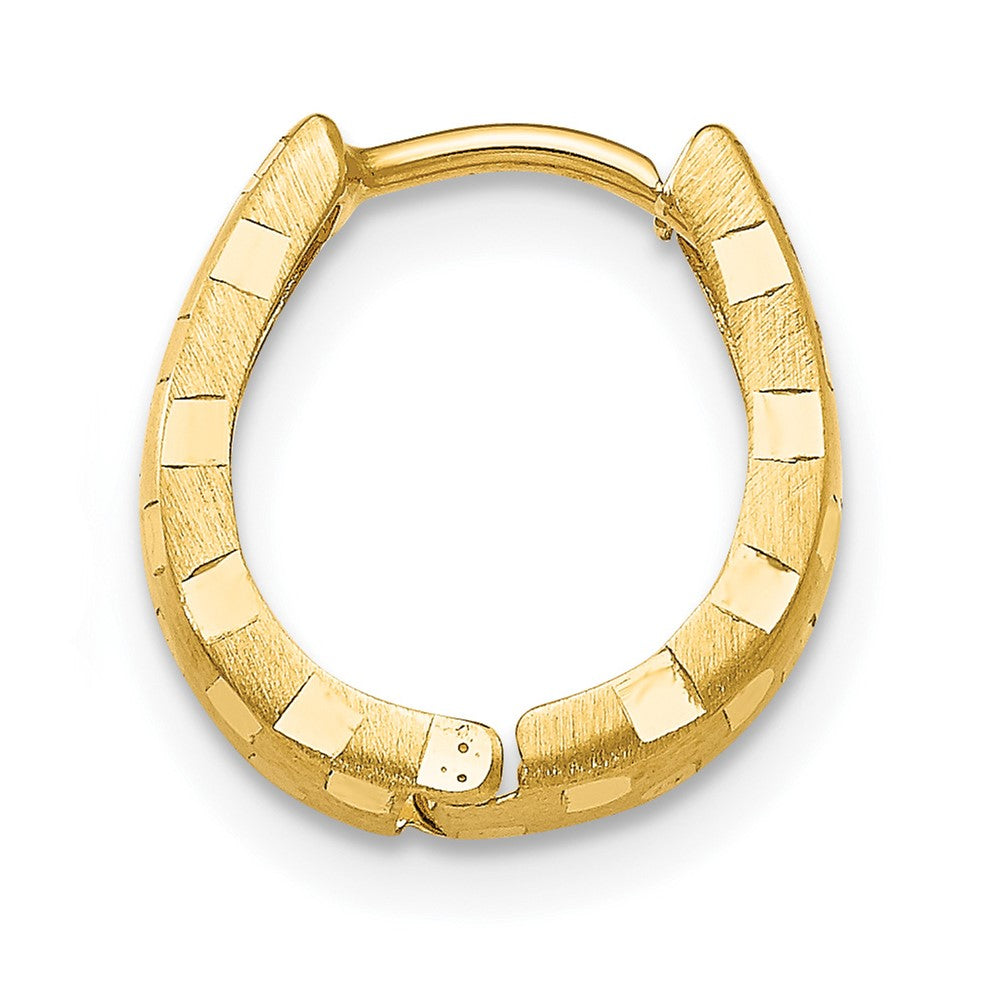 Single 14K Diamond Cut 4mm Patterned Hinged Hoop Earring
