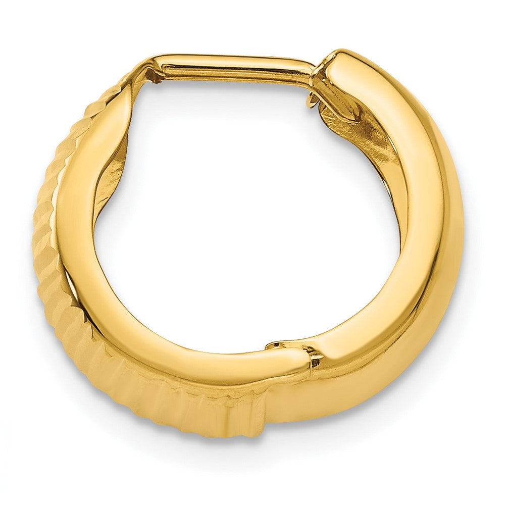 Single 14K Gold Textured and Polished Hinged Hoop Earring