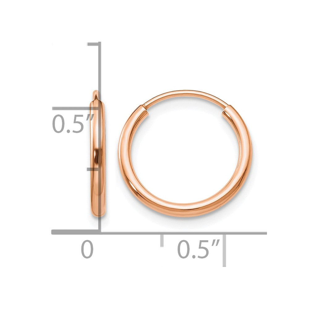 14k Rose Gold 1.50mm Polished Endless Tube Hoop Earrings