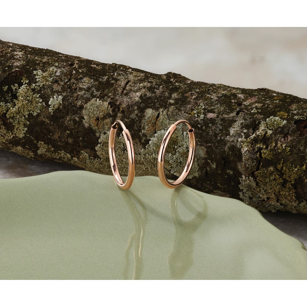14k Rose Gold 1.50mm Polished Endless Tube Hoop Earrings