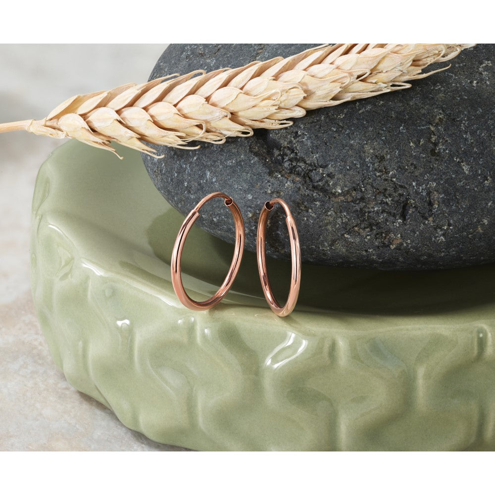 14k Rose Gold 1.50mm Polished Endless Tube Hoop Earrings