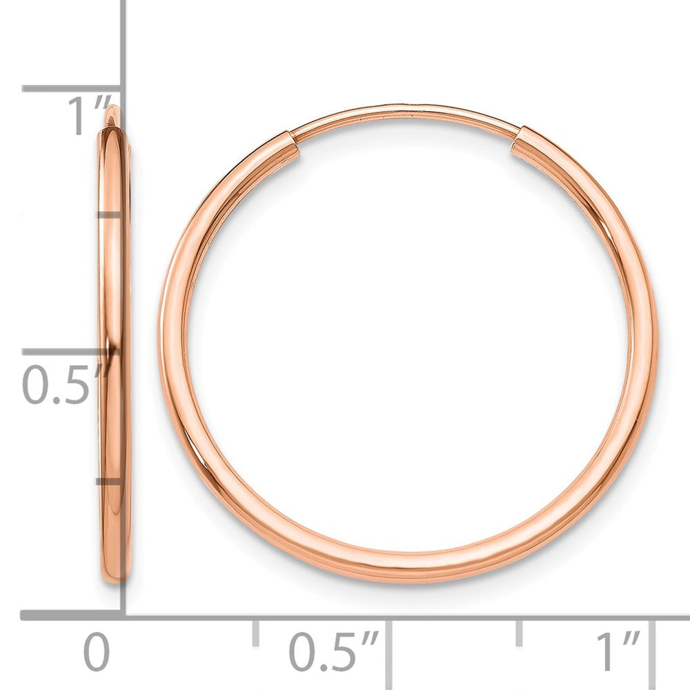 14k Rose Gold 1.50mm Polished Endless Tube Hoop Earrings