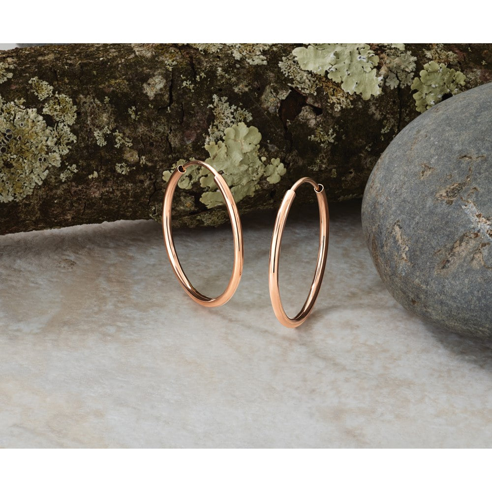 14k Rose Gold 1.50mm Polished Endless Tube Hoop Earrings