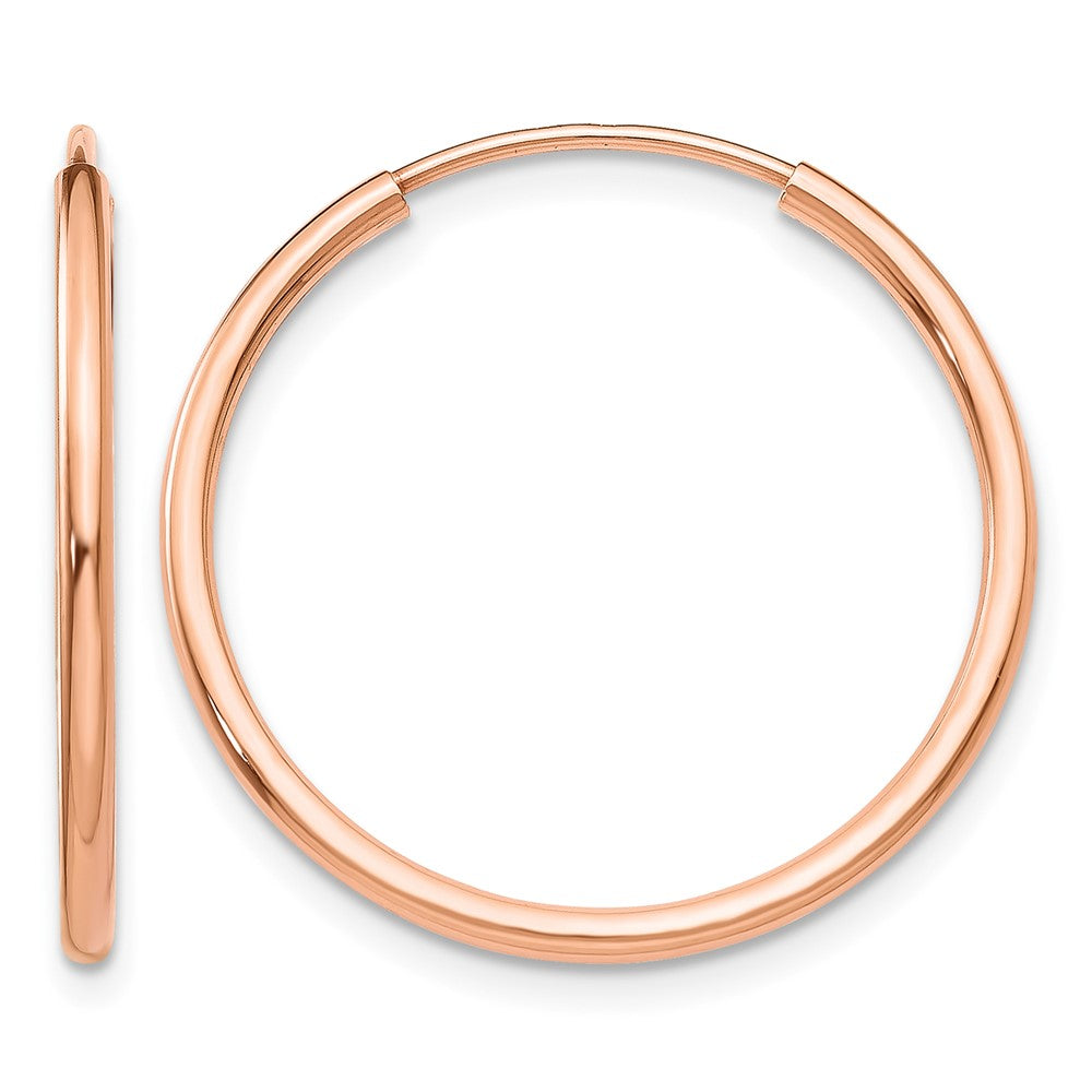 14k Rose Gold 1.50mm Polished Endless Tube Hoop Earrings