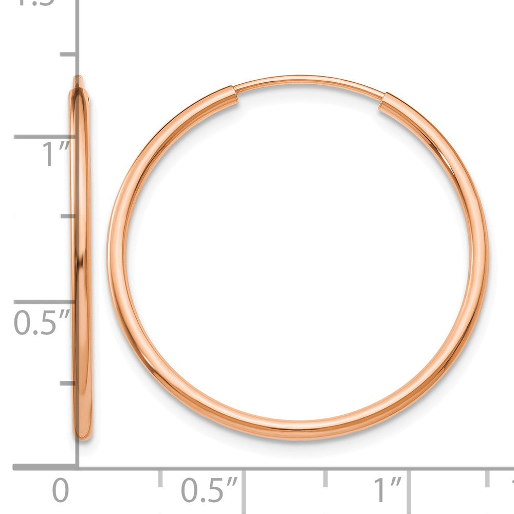 14k Rose Gold 1.50mm Polished Endless Tube Hoop Earrings