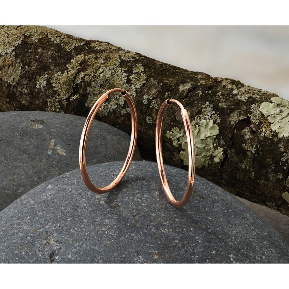 14k Rose Gold 1.50mm Polished Endless Tube Hoop Earrings