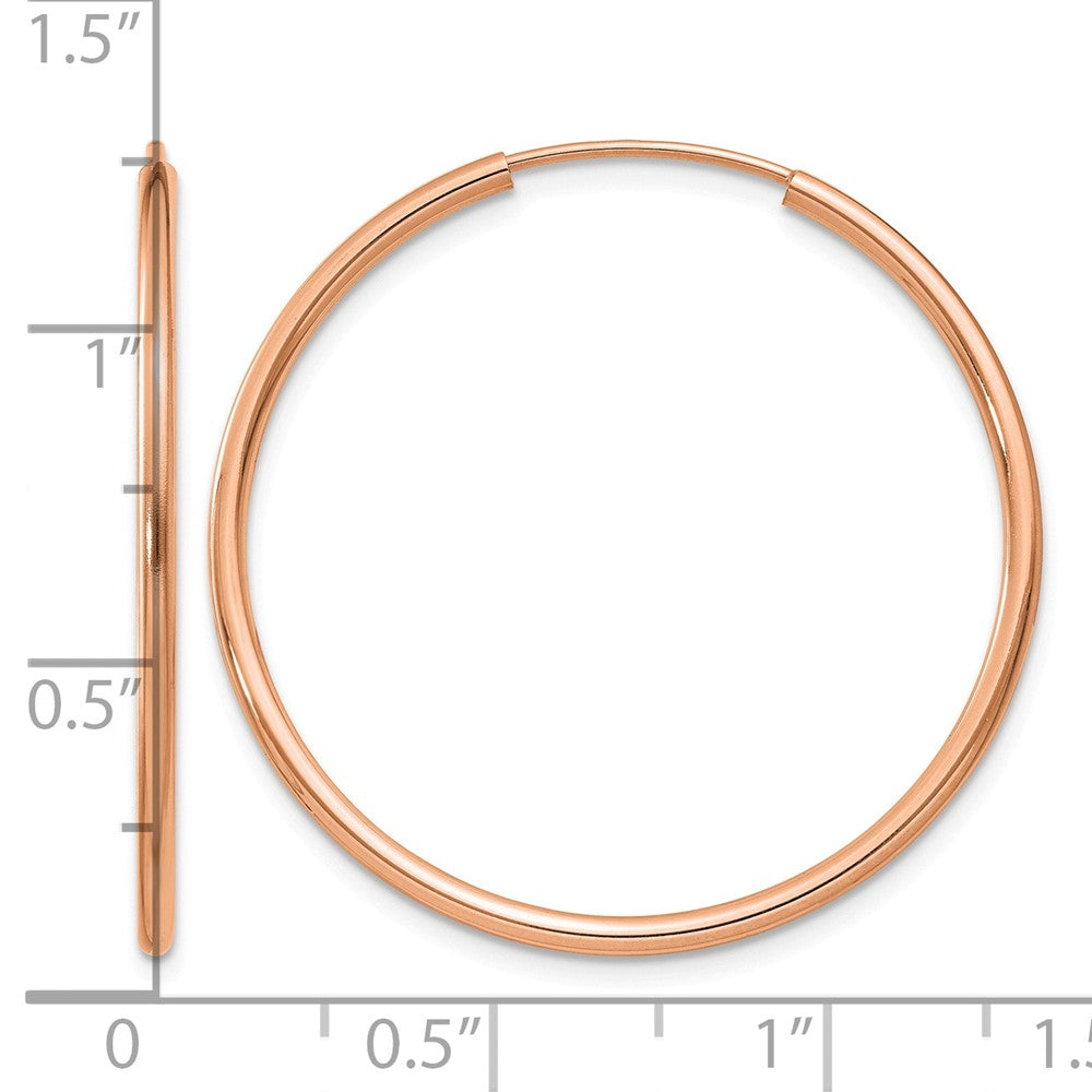 14k Rose Gold 1.50mm Polished Endless Tube Hoop Earrings