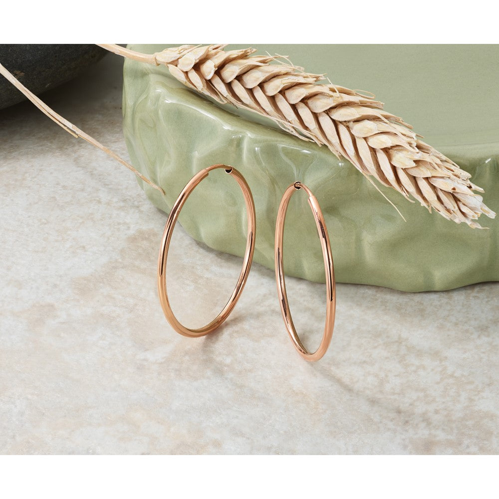 14k Rose Gold 1.50mm Polished Endless Tube Hoop Earrings