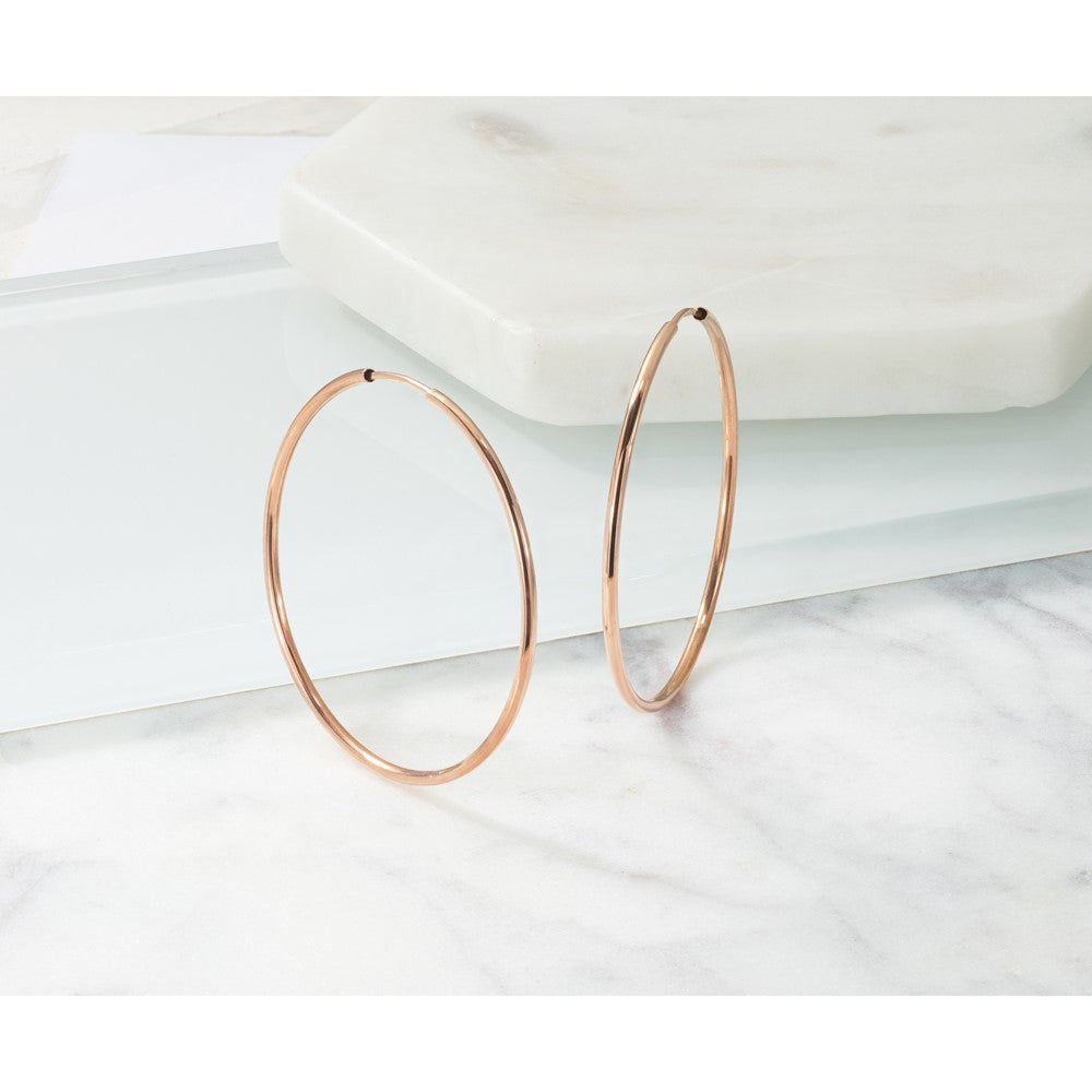 14k Rose Gold 1.50mm Polished Endless Tube Hoop Earrings