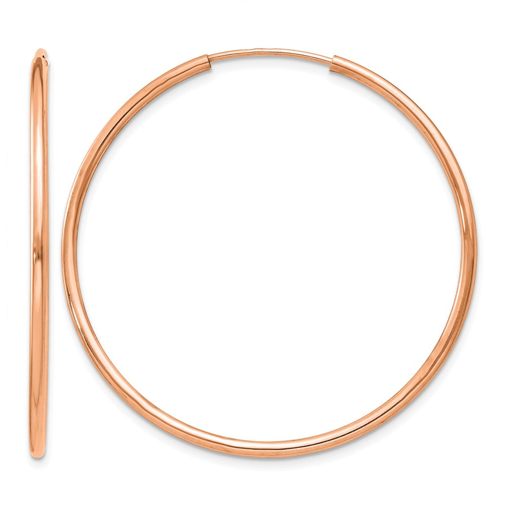 14k Rose Gold 1.50mm Polished Endless Tube Hoop Earrings