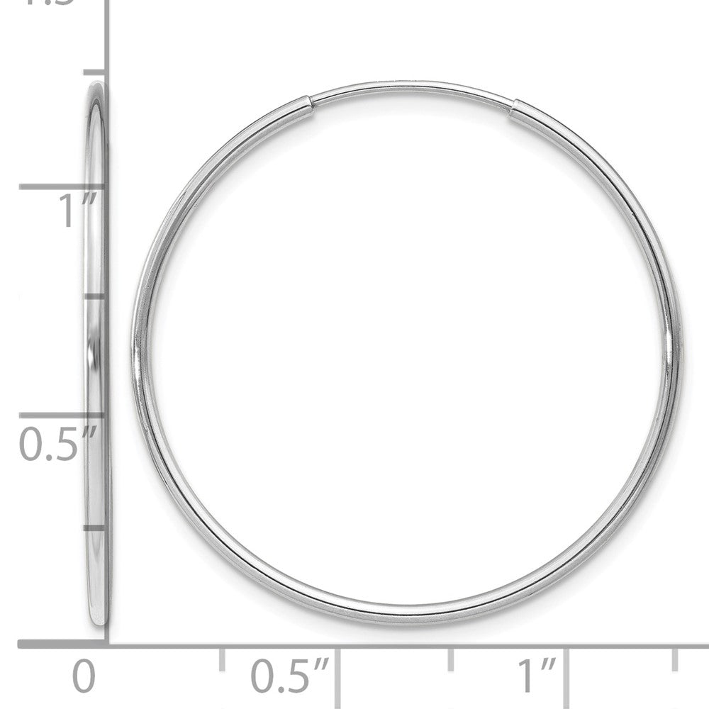 14k White Gold 1.20mm Polished Endless Tube Hoop Earrings