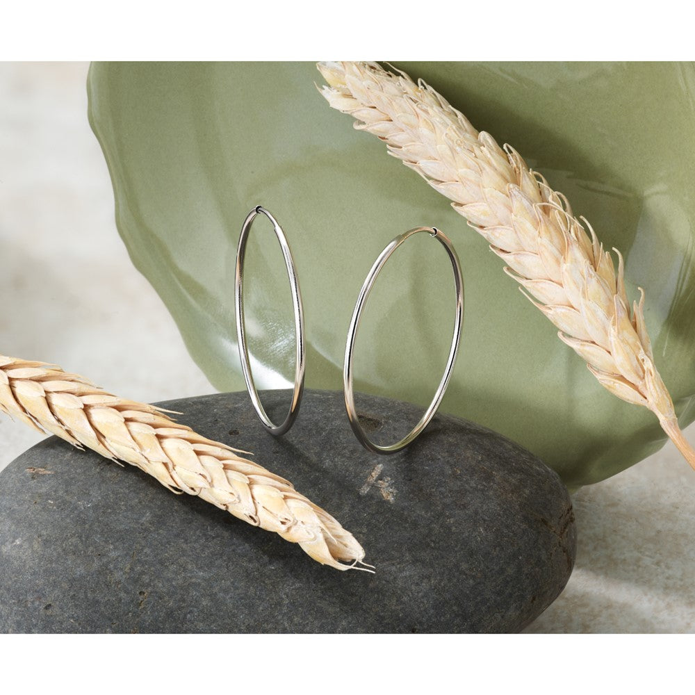 14k White Gold 1.20mm Polished Endless Tube Hoop Earrings