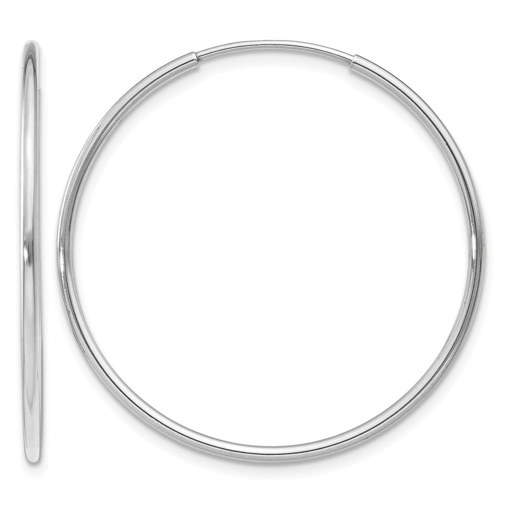 14k White Gold 1.20mm Polished Endless Tube Hoop Earrings