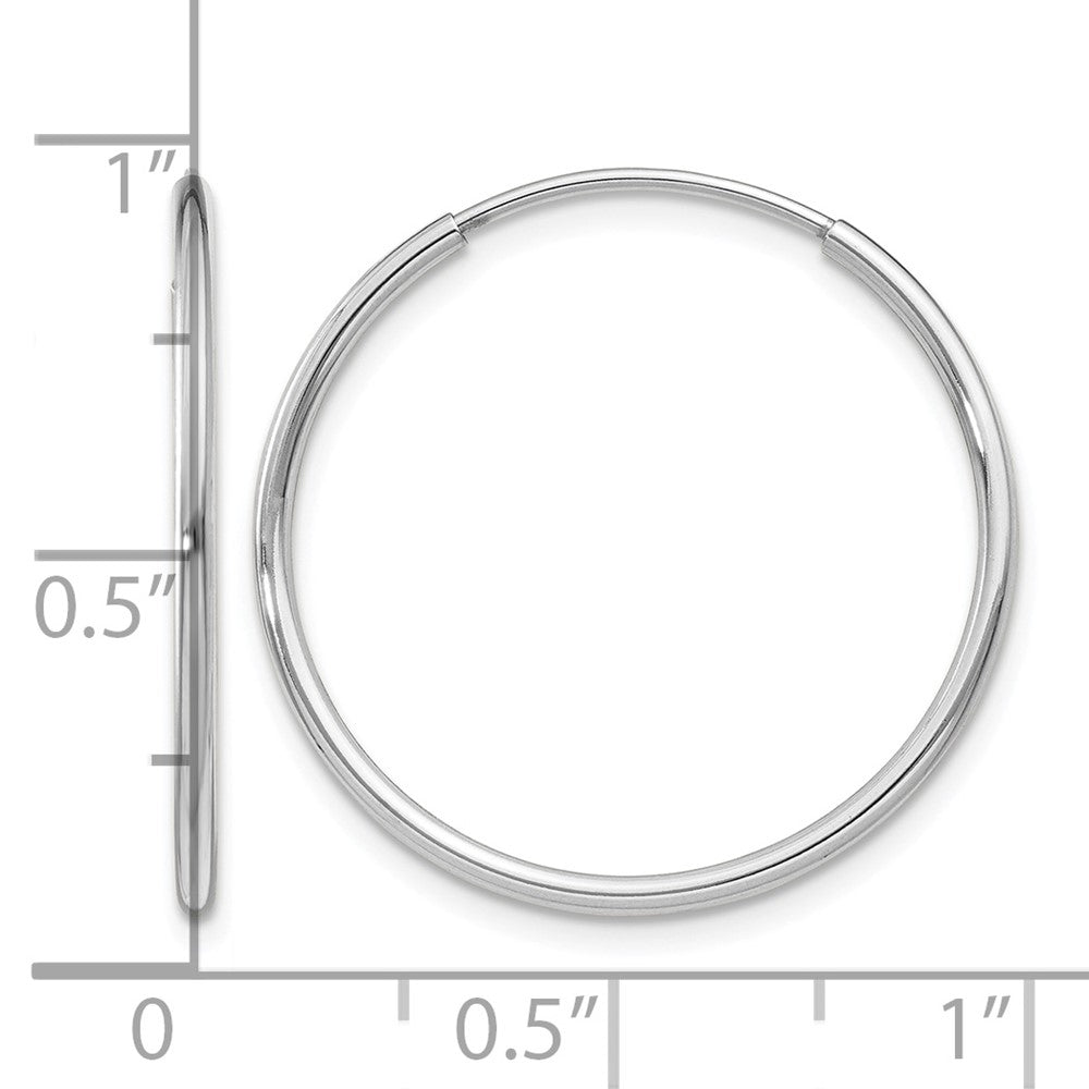 14k White Gold 1.20mm Polished Endless Tube Hoop Earrings