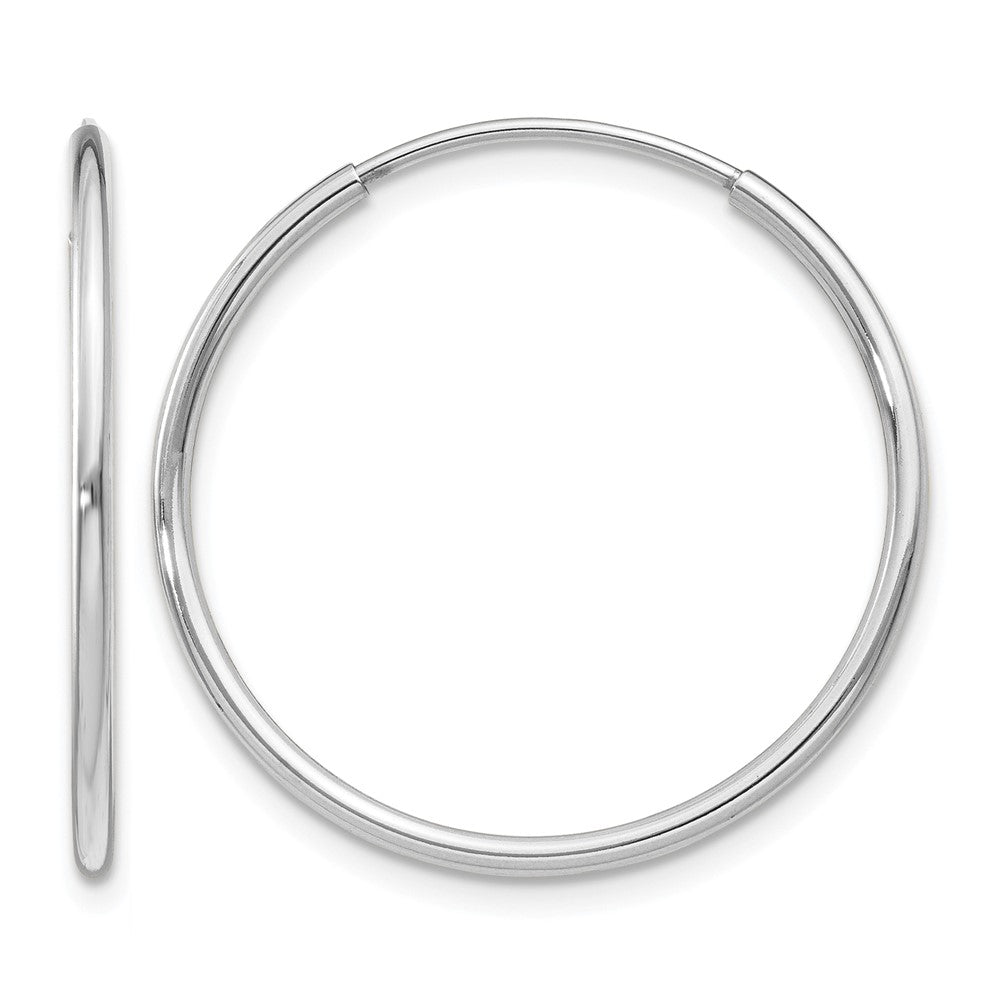 14k White Gold 1.20mm Polished Endless Tube Hoop Earrings