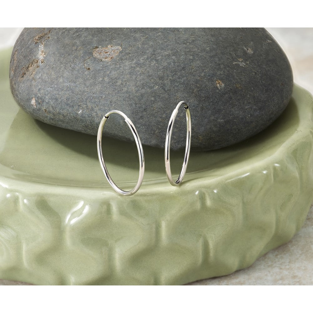 14k White Gold 1.20mm Polished Endless Tube Hoop Earrings