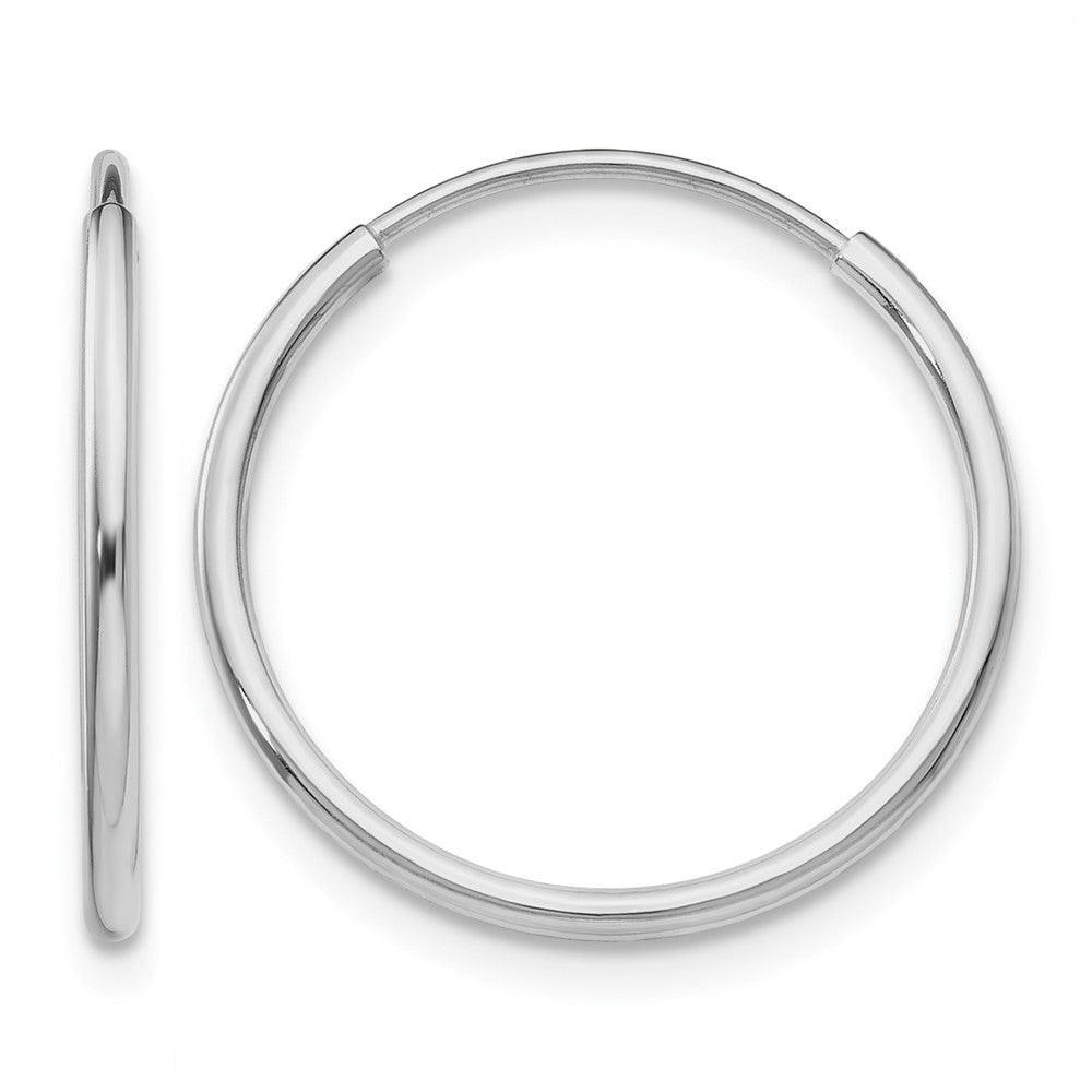 14k White Gold 1.20mm Polished Endless Tube Hoop Earrings