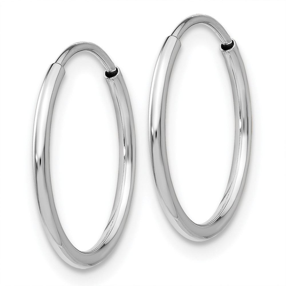 14k White Gold 1.20mm Polished Endless Tube Hoop Earrings