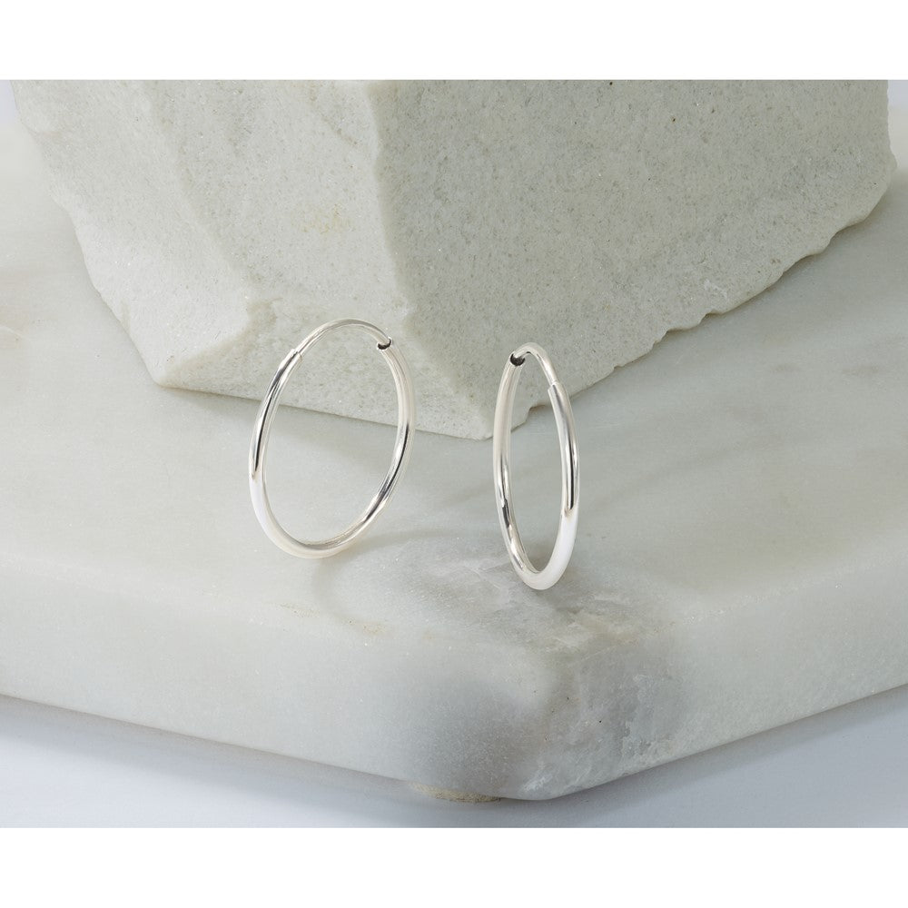 14k White Gold 1.20mm Polished Endless Tube Hoop Earrings