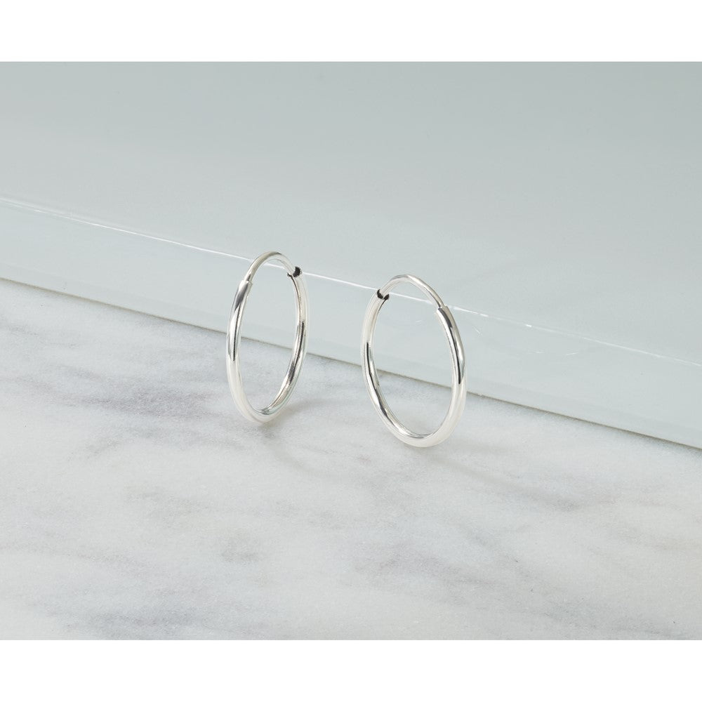 14k White Gold 1.20mm Polished Endless Tube Hoop Earrings
