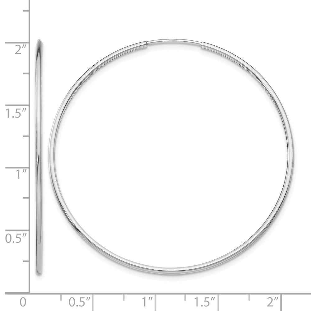 14k White Gold 1.20mm Polished Endless Tube Hoop Earrings