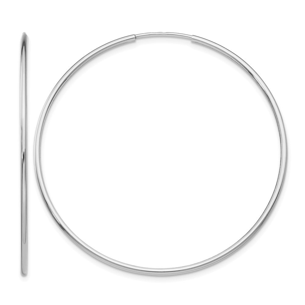 14k White Gold 1.20mm Polished Endless Tube Hoop Earrings