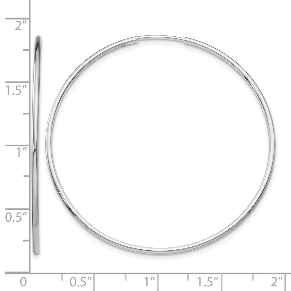 14k White Gold 1.20mm Polished Endless Tube Hoop Earrings
