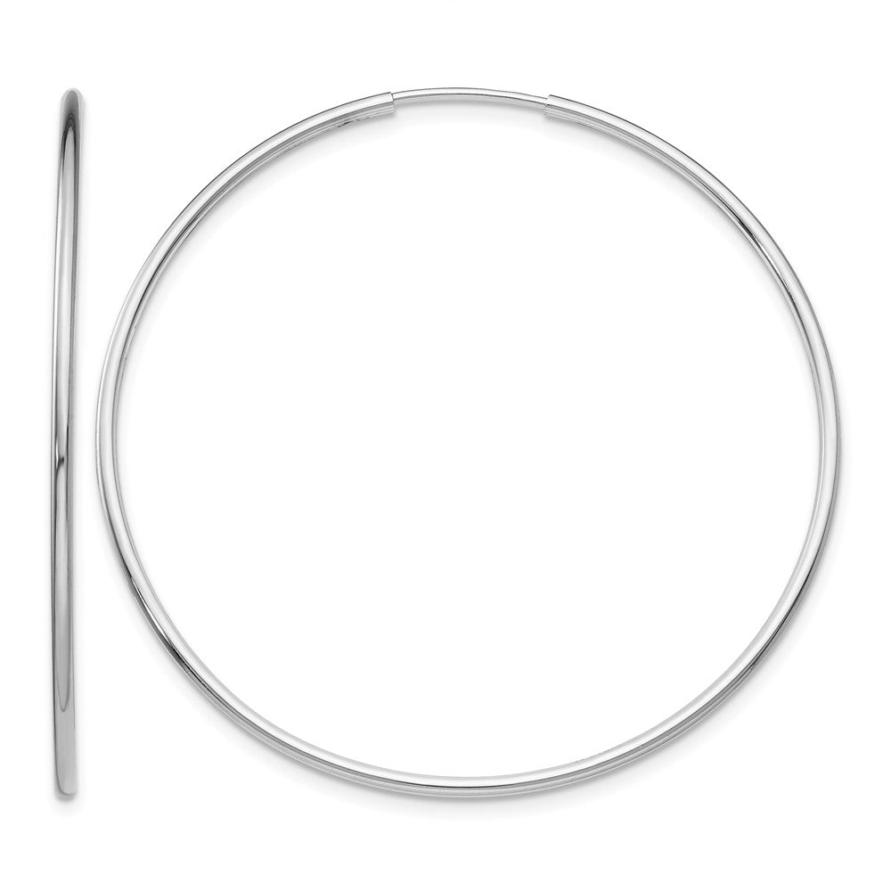 14k White Gold 1.20mm Polished Endless Tube Hoop Earrings