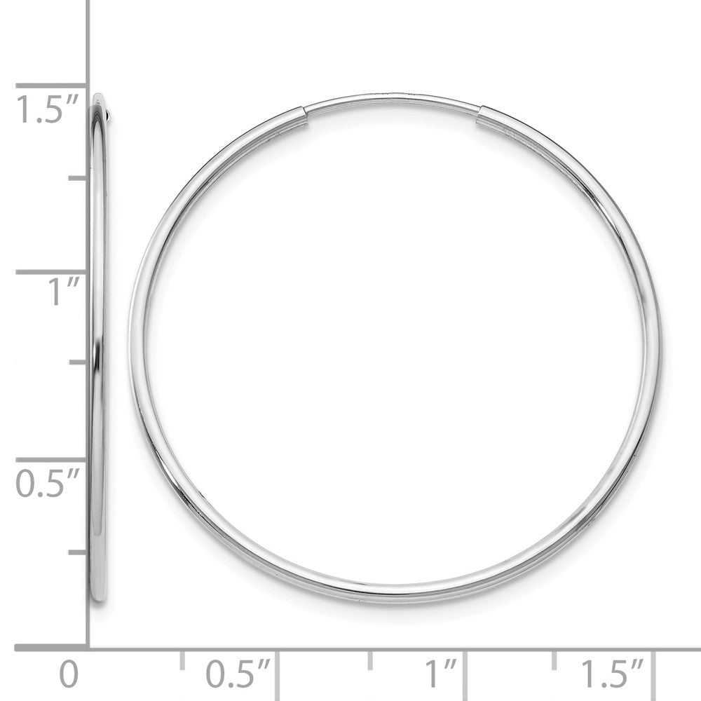14k White Gold 1.20mm Polished Endless Tube Hoop Earrings
