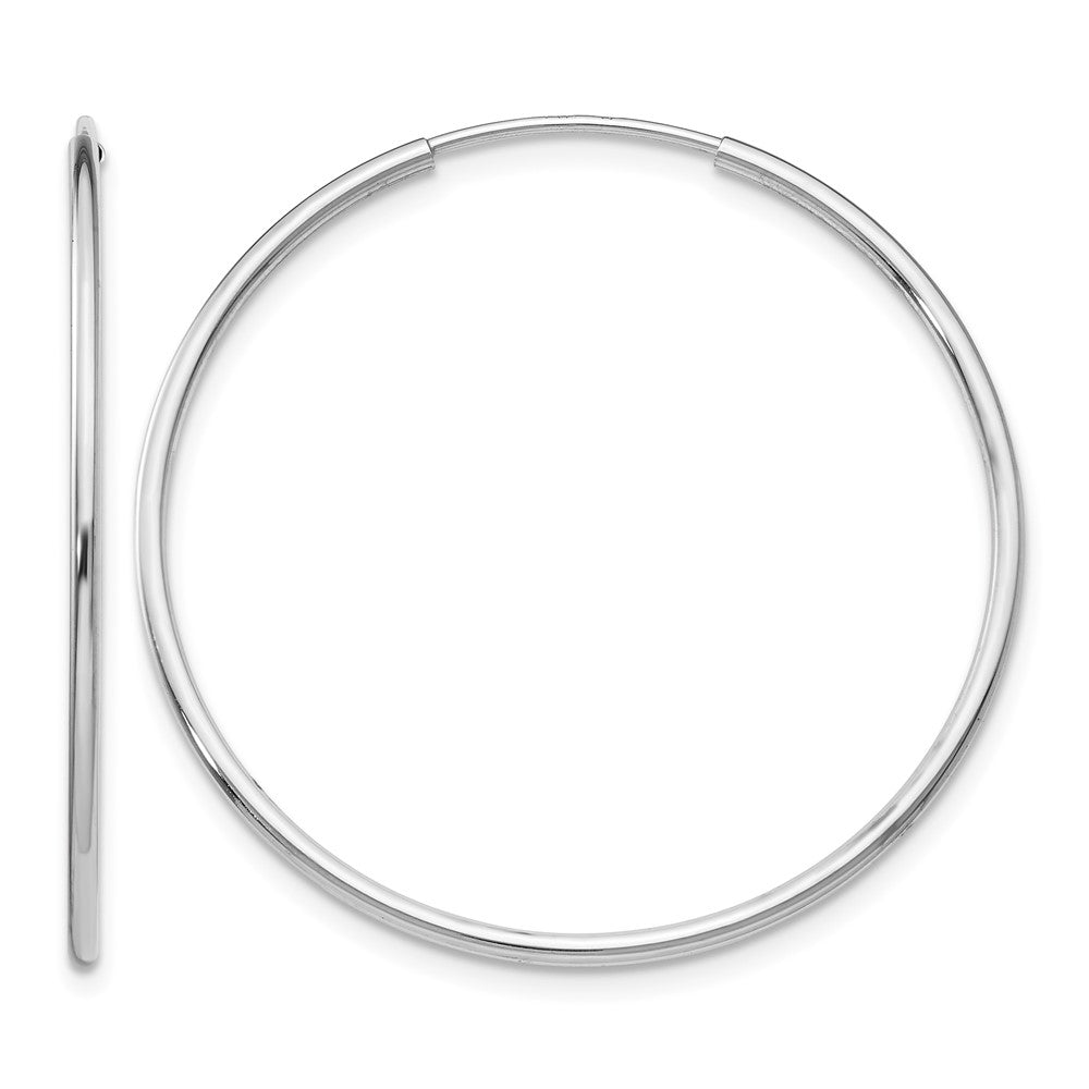 14k White Gold 1.20mm Polished Endless Tube Hoop Earrings