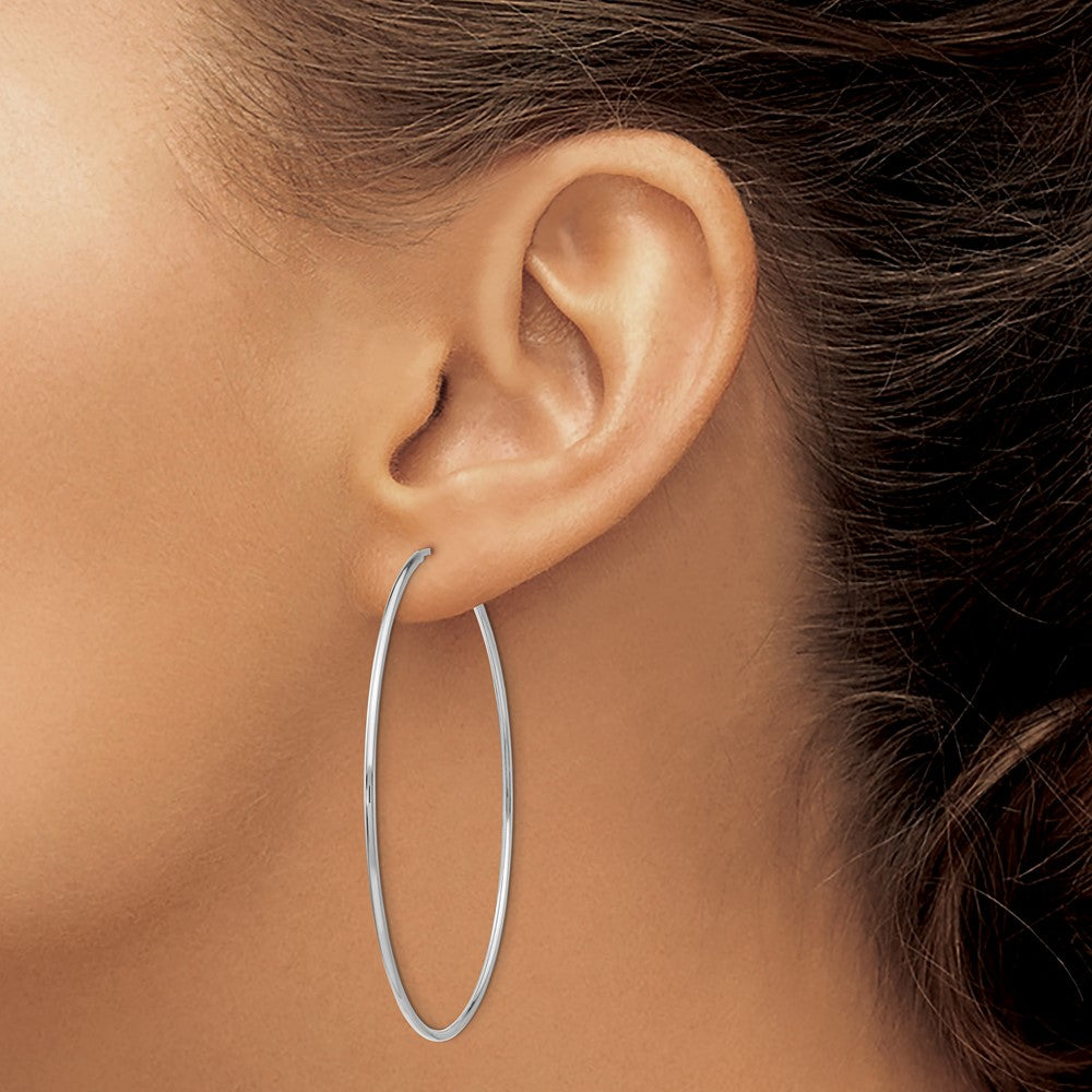 14k White Gold 1.20mm Polished Endless Tube Hoop Earrings