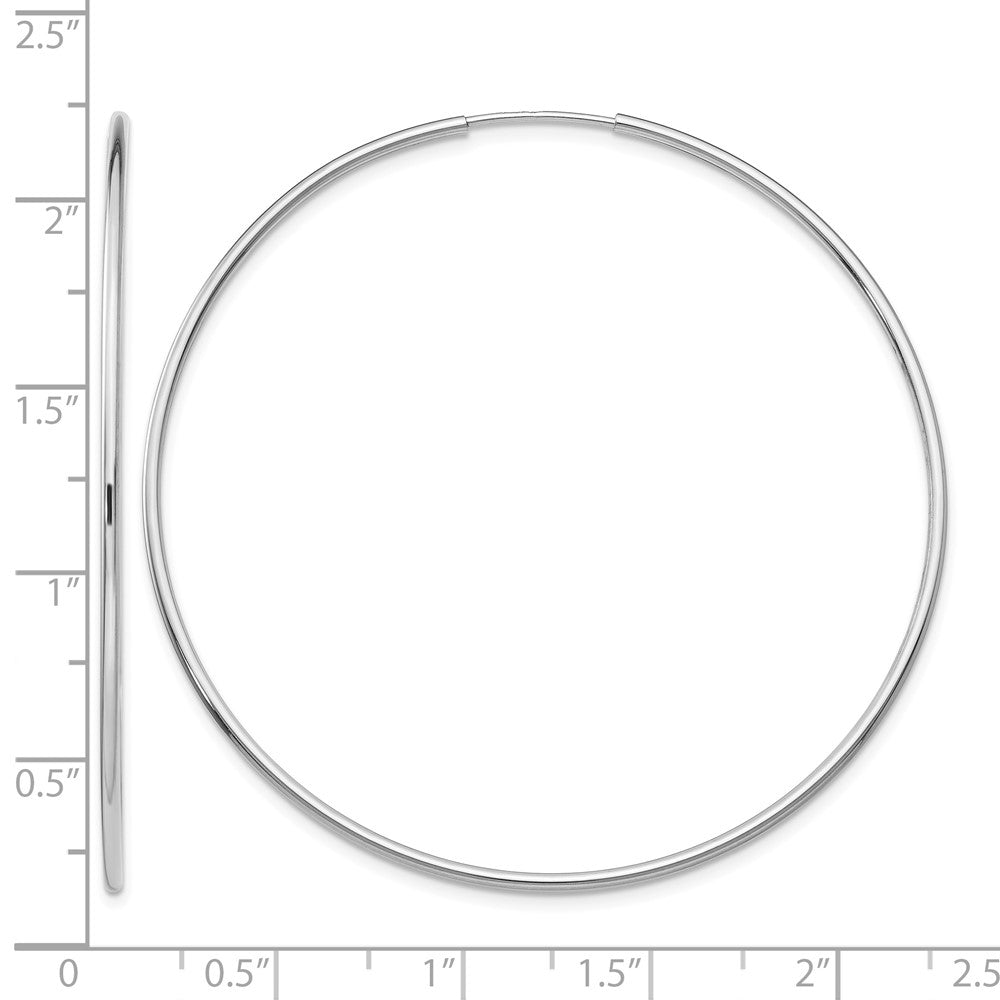 14k White Gold 1.20mm Polished Endless Tube Hoop Earrings
