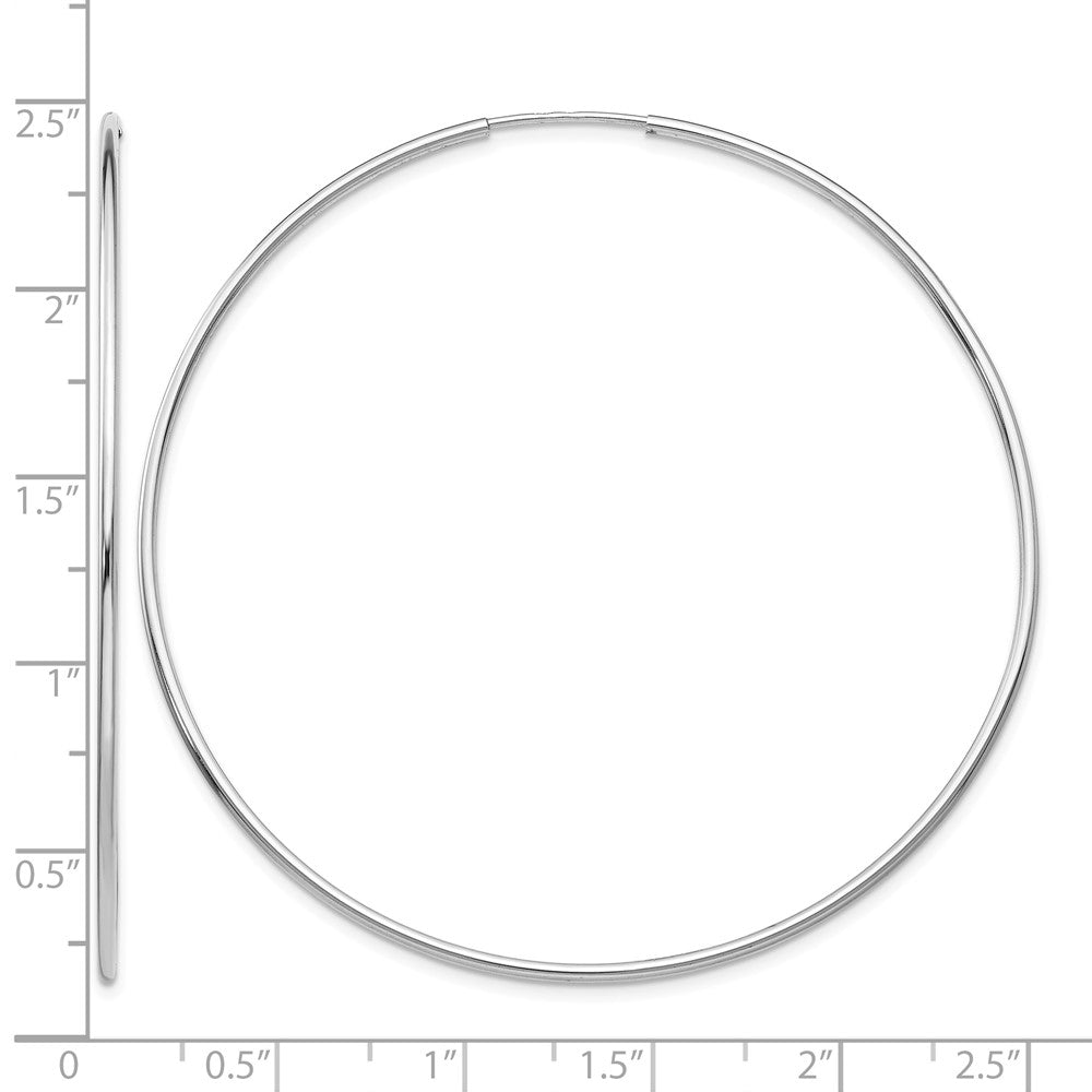 14k White Gold 1.20mm Polished Endless Tube Hoop Earrings