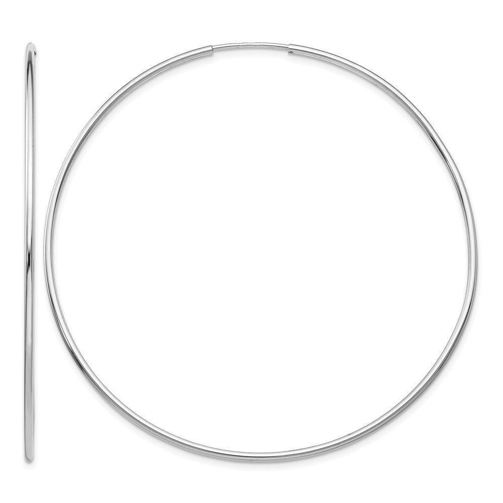 14k White Gold 1.20mm Polished Endless Tube Hoop Earrings
