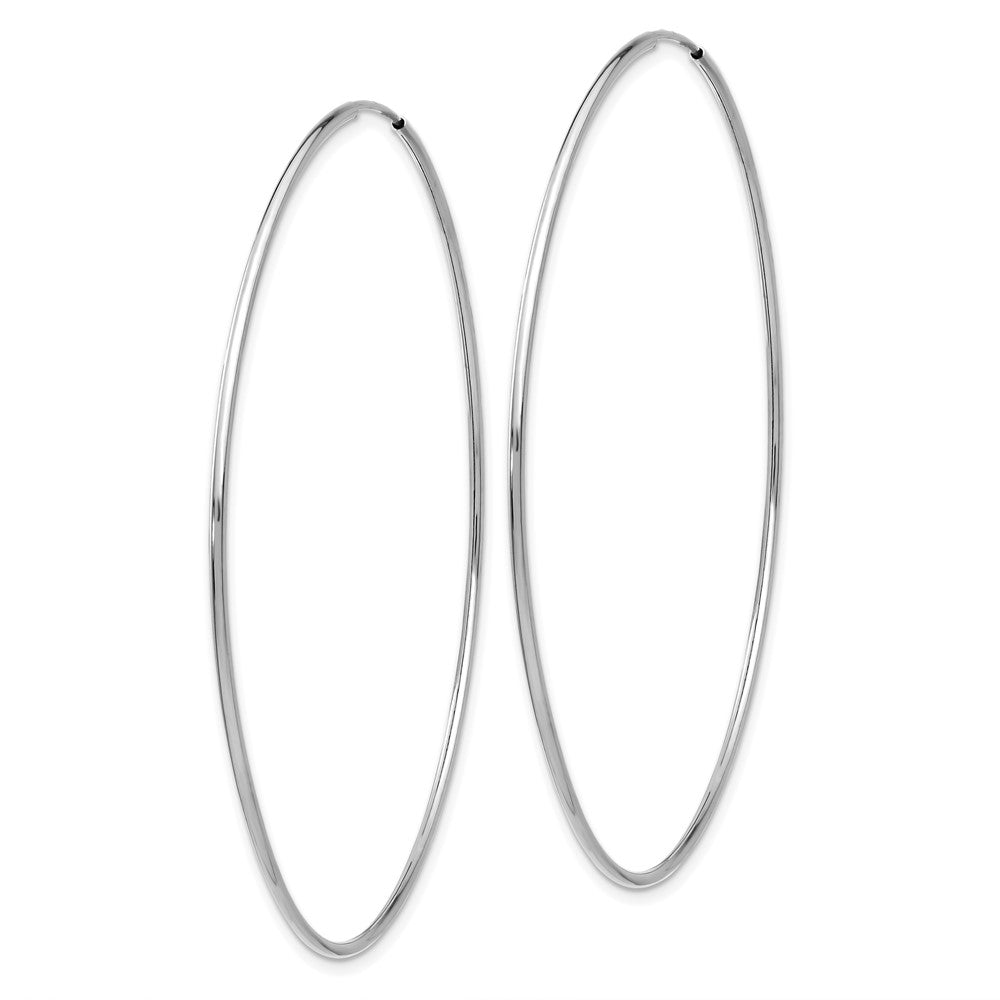 14k White Gold 1.20mm Polished Endless Tube Hoop Earrings