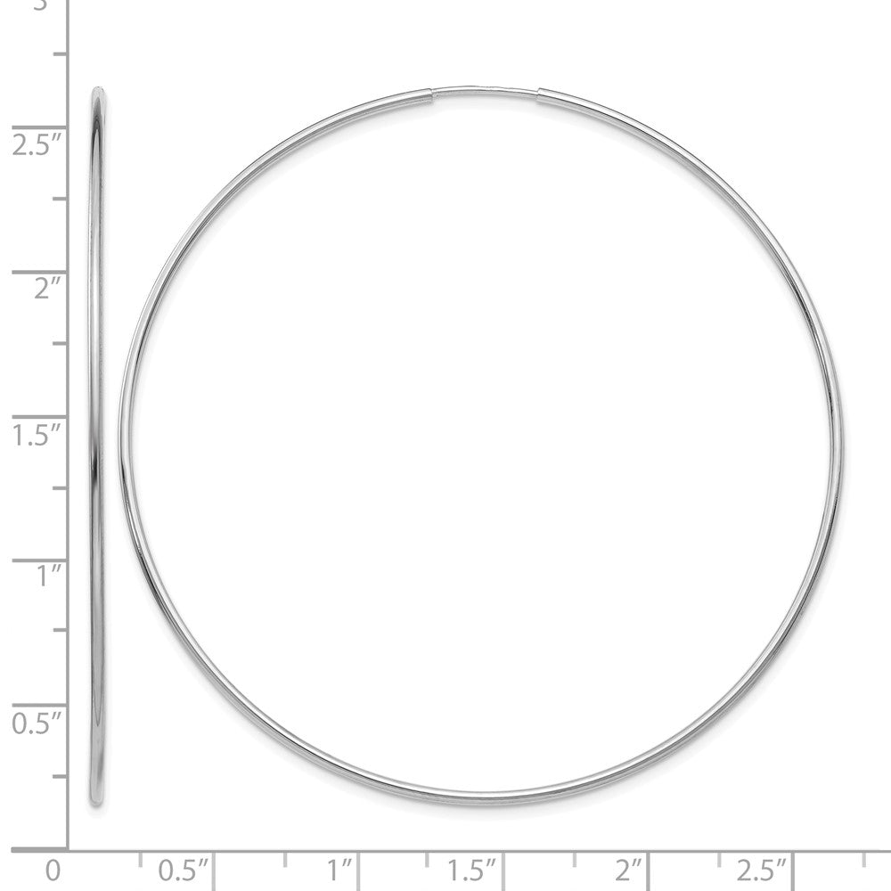 14k White Gold 1.20mm Polished Endless Tube Hoop Earrings