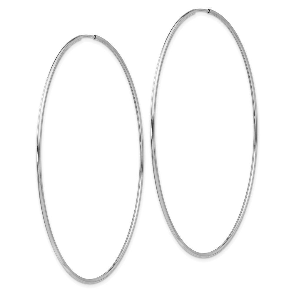 14k White Gold 1.20mm Polished Endless Tube Hoop Earrings