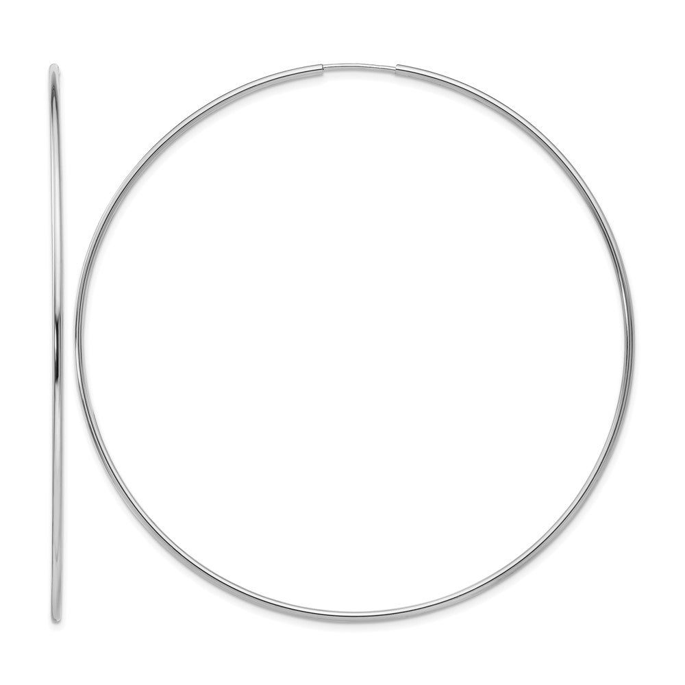 14k White Gold 1.20mm Polished Endless Tube Hoop Earrings