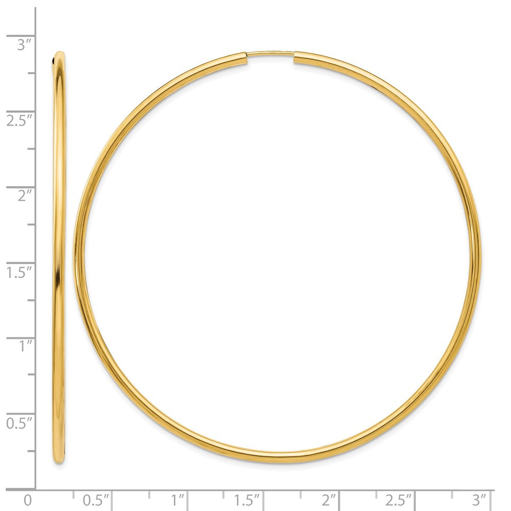14K 2.00mm Polished Endless Hoop Earrings