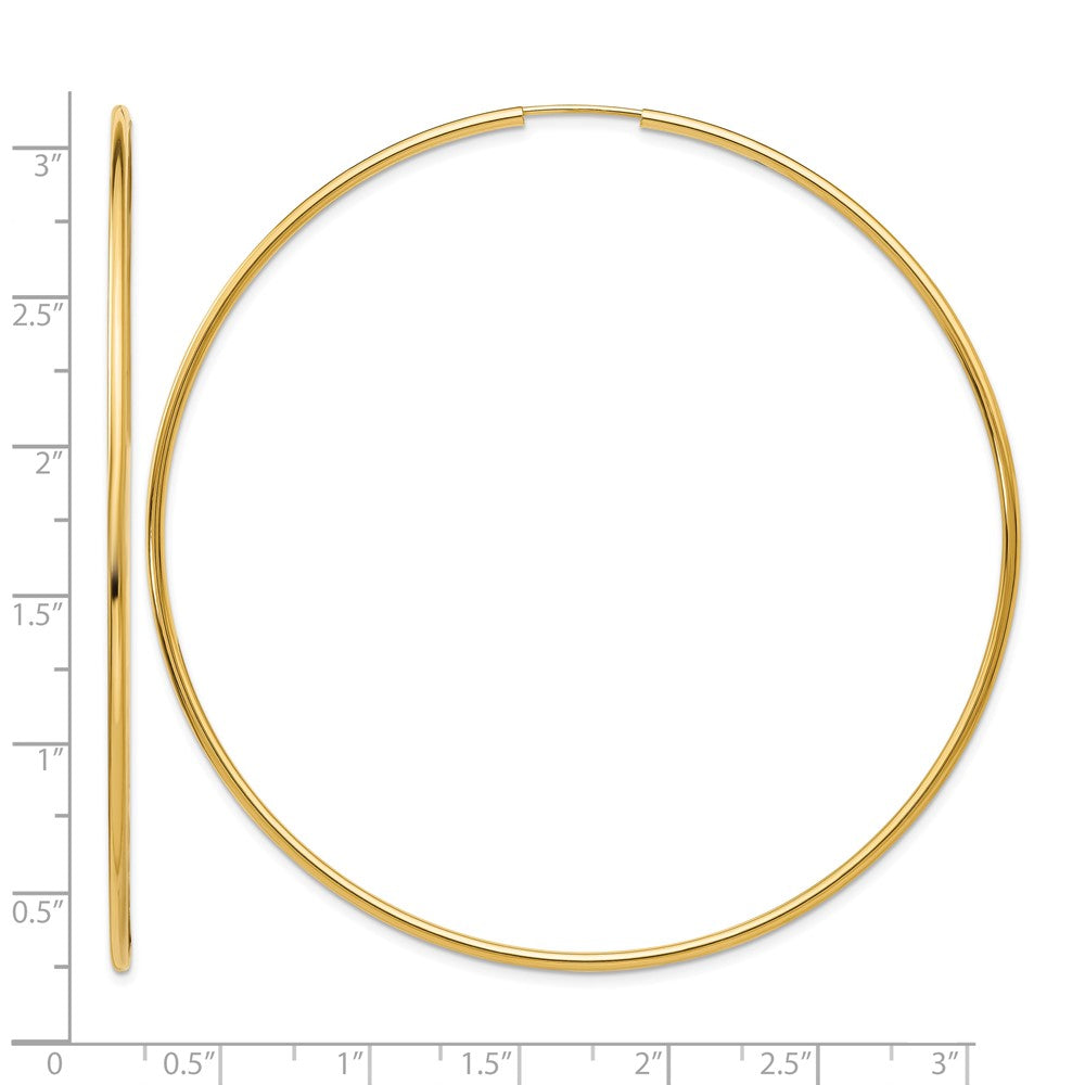 14K 1.20mm Polished Endless Hoop Earrings