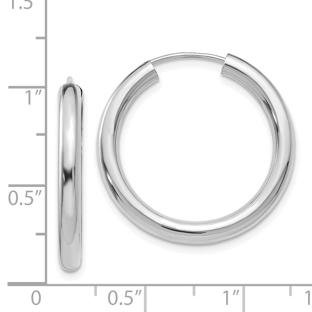 14k White Gold 3.00mm Polished Endless Tube Hoop Earrings