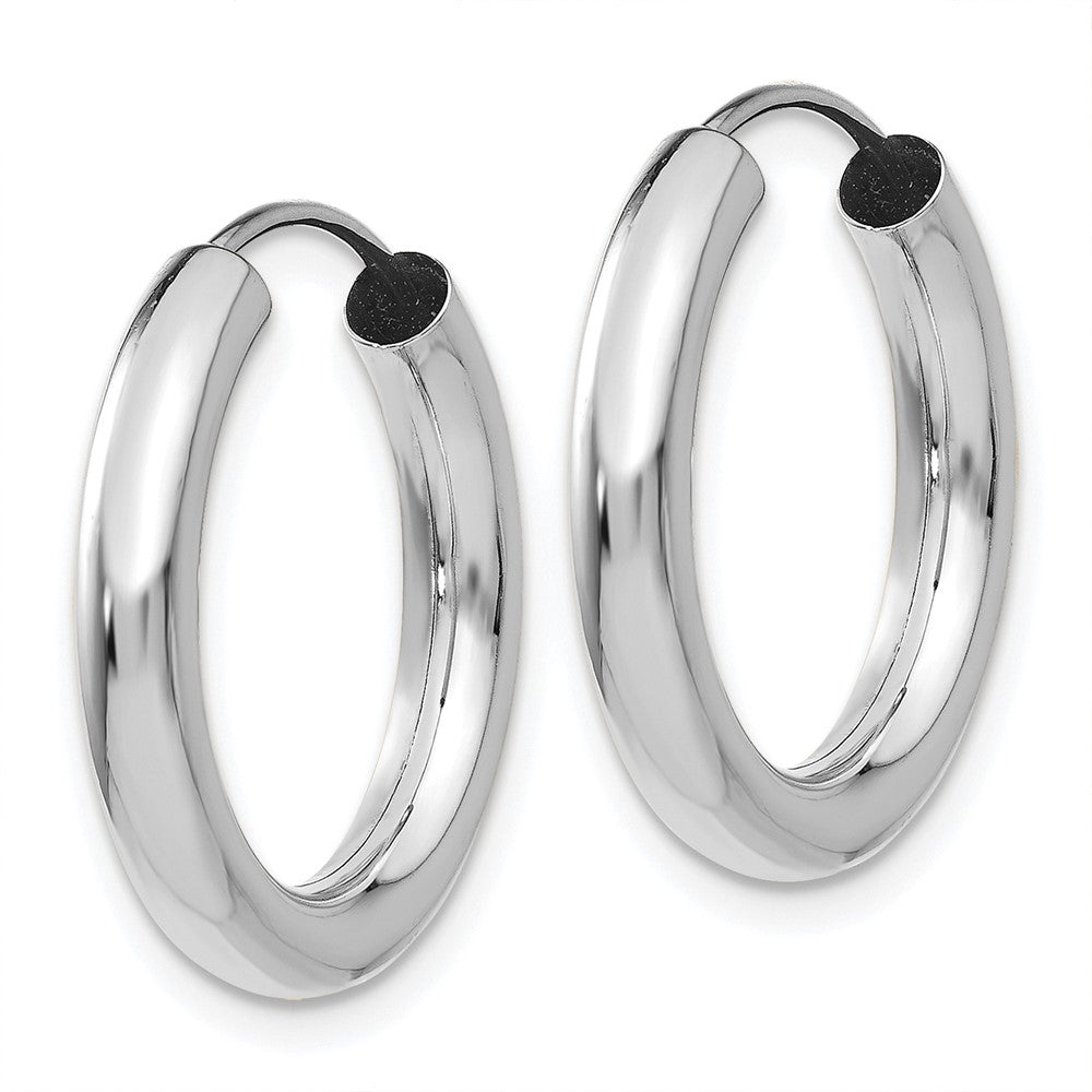 14k White Gold 3.00mm Polished Endless Tube Hoop Earrings