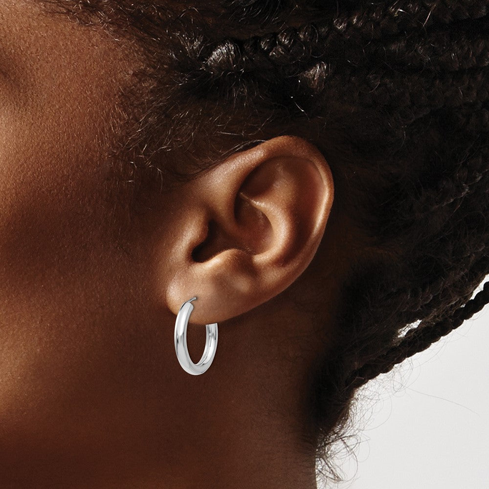 14k White Gold 3.00mm Polished Endless Tube Hoop Earrings