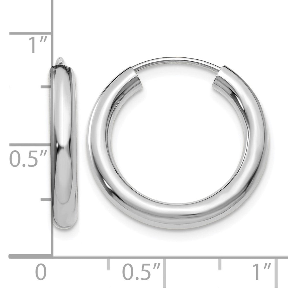14k White Gold 3.00mm Polished Endless Tube Hoop Earrings