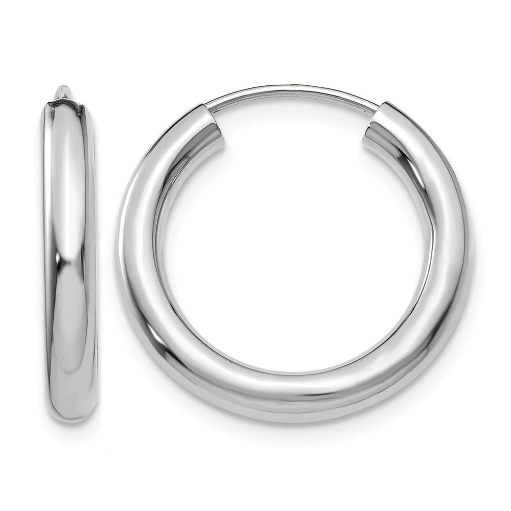 14k White Gold 3.00mm Polished Endless Tube Hoop Earrings