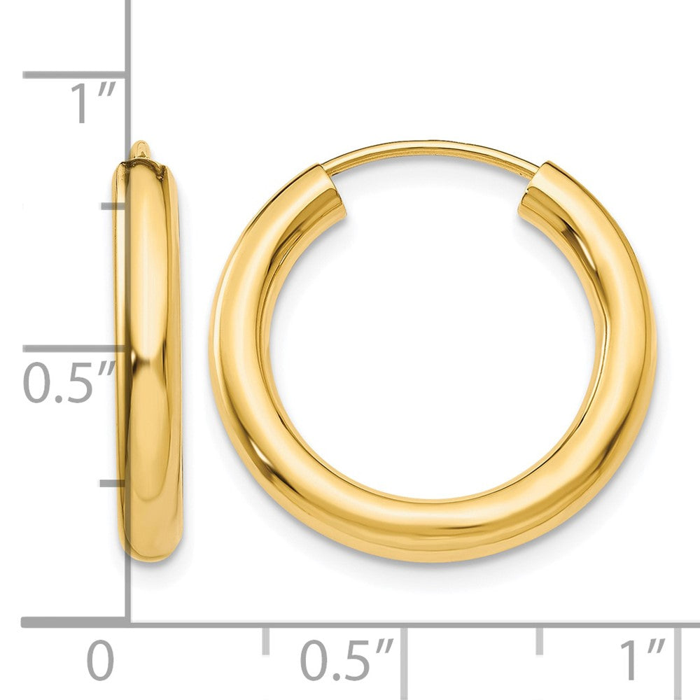 14k 3.00mm Polished Endless Tube Hoop Earrings