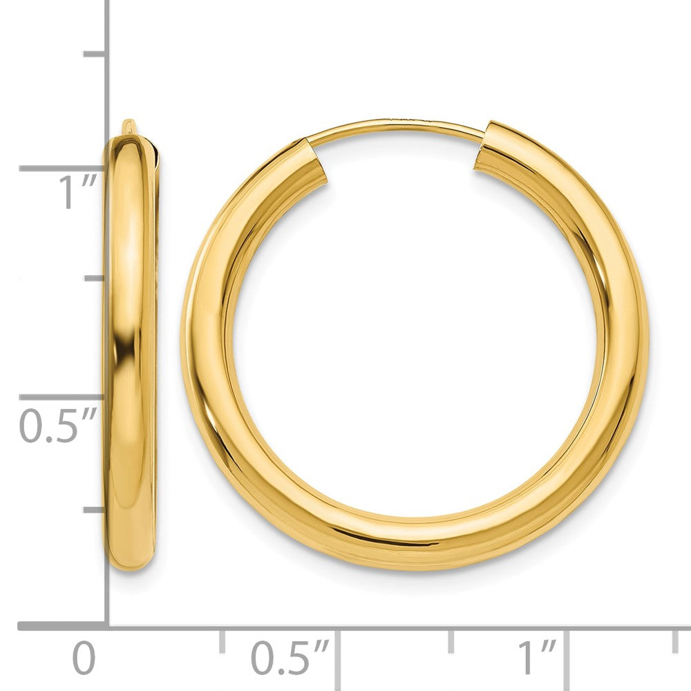 14k 3.00mm Polished Endless Tube Hoop Earrings