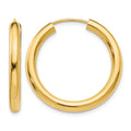 14k 3.00mm Polished Endless Tube Hoop Earrings