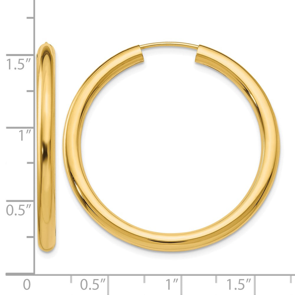 14k 3.00mm Polished Endless Tube Hoop Earrings