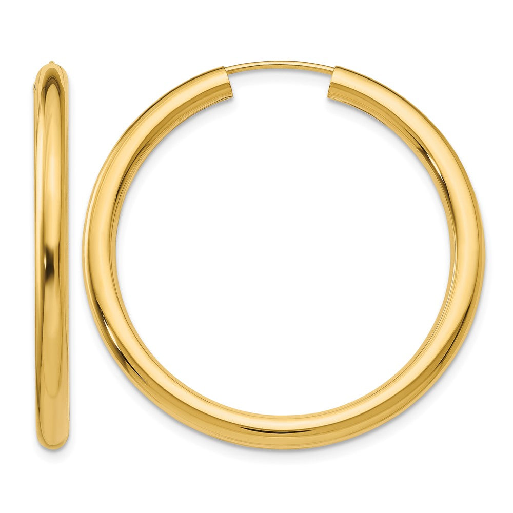 14k 3.00mm Polished Endless Tube Hoop Earrings